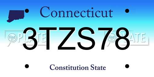 3TZS78 Connecticut License Plate