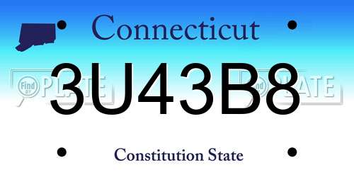 3U43B8 Connecticut License Plate