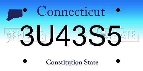 3U43S5 Connecticut License Plate