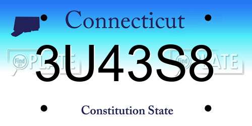 3U43S8 Connecticut License Plate