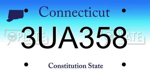 3UA358 Connecticut License Plate