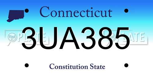 3UA385 Connecticut License Plate