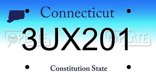 3UX201 Connecticut License Plate