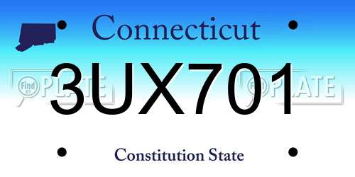 3UX701 Connecticut License Plate