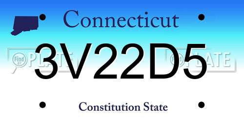 3V22D5 Connecticut License Plate