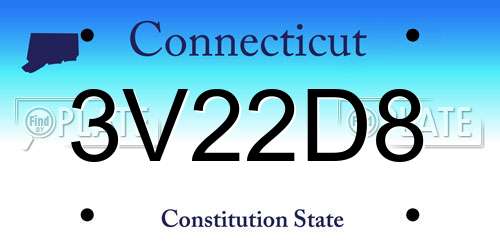 3V22D8 Connecticut License Plate