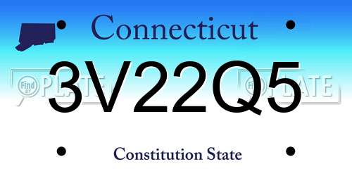 3V22Q5 Connecticut License Plate
