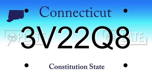 3V22Q8 Connecticut License Plate