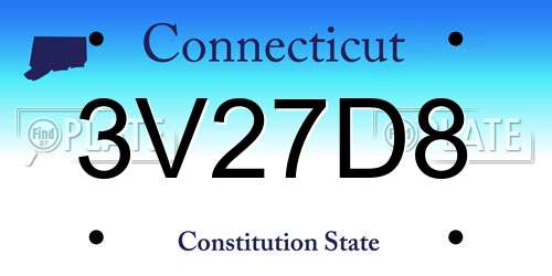 3V27D8 Connecticut License Plate