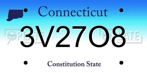 3V27O8 Connecticut License Plate