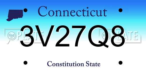 3V27Q8 Connecticut License Plate
