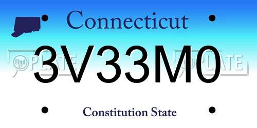 3V33M0 Connecticut License Plate