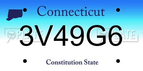 3V49G6 Connecticut License Plate