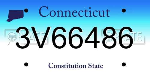 3V66486 Connecticut License Plate