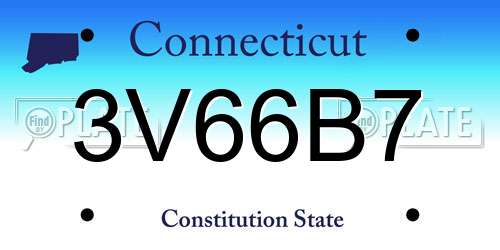 3V66B7 Connecticut License Plate