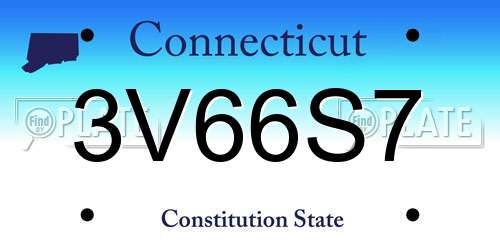 3V66S7 Connecticut License Plate