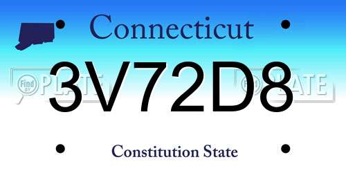 3V72D8 Connecticut License Plate