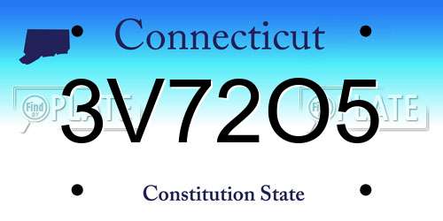 3V72O5 Connecticut License Plate