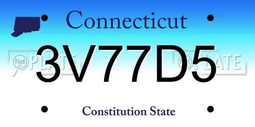 3V77D5 Connecticut License Plate