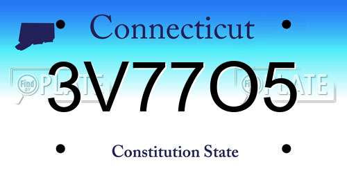 3V77O5 Connecticut License Plate