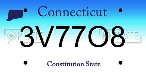 3V77O8 Connecticut License Plate