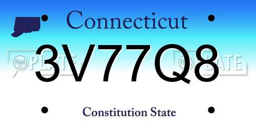 3V77Q8 Connecticut License Plate