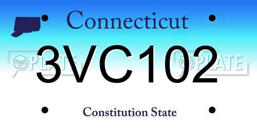 3VC102 Connecticut License Plate