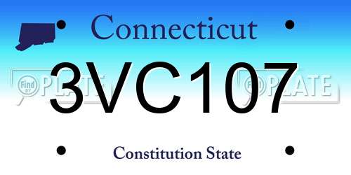3VC107 Connecticut License Plate