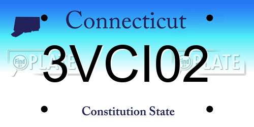 3VCI02 Connecticut License Plate