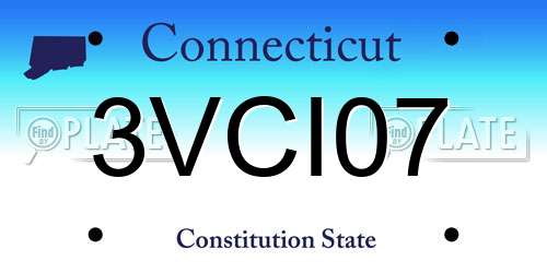 3VCI07 Connecticut License Plate