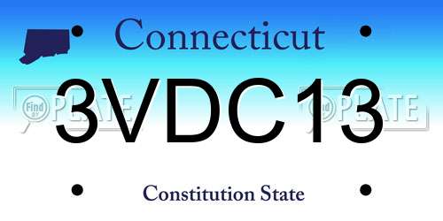 3VDC13 Connecticut License Plate