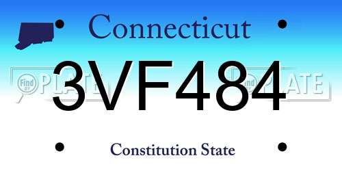 3VF484 Connecticut License Plate