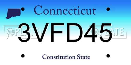 3VFD45 Connecticut License Plate