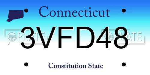 3VFD48 Connecticut License Plate