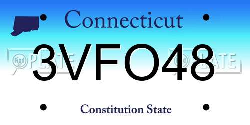 3VFO48 Connecticut License Plate