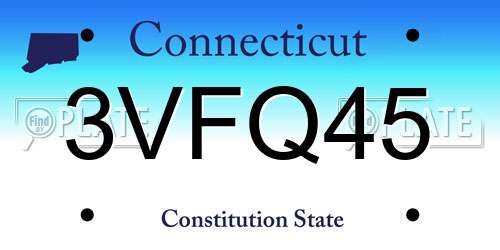 3VFQ45 Connecticut License Plate