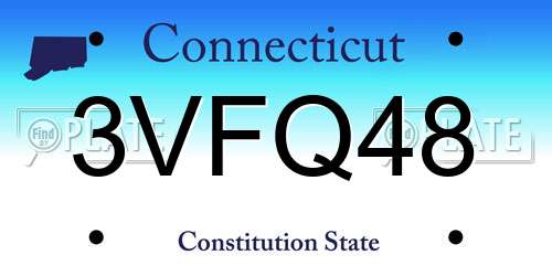 3VFQ48 Connecticut License Plate