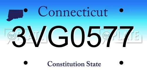 3VG0577 Connecticut License Plate