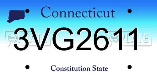 3VG2611 Connecticut License Plate