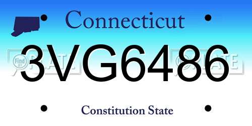 3VG6486 Connecticut License Plate