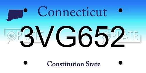 3VG652 Connecticut License Plate