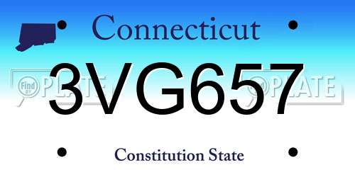 3VG657 Connecticut License Plate