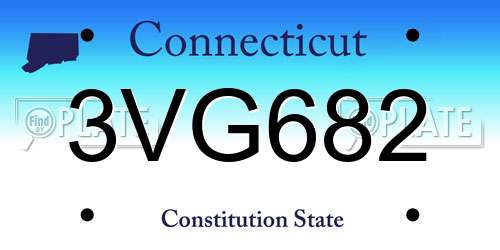 3VG682 Connecticut License Plate