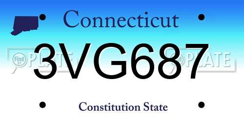 3VG687 Connecticut License Plate