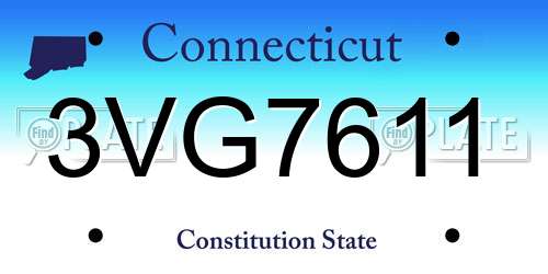 3VG7611 Connecticut License Plate