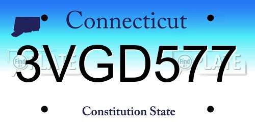 3VGD577 Connecticut License Plate