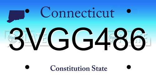 3VGG486 Connecticut License Plate