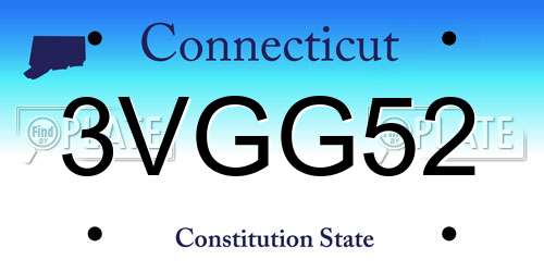 3VGG52 Connecticut License Plate
