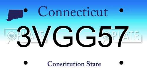 3VGG57 Connecticut License Plate