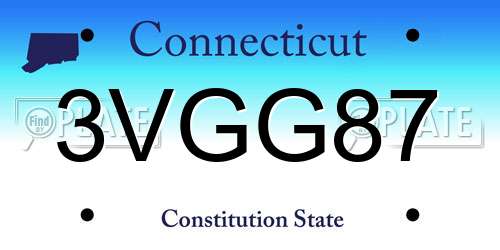 3VGG87 Connecticut License Plate